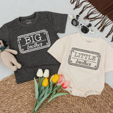Personalized Big Brother Little Brother Shirts with Vintage Stamp Graphic Toddler Baby Outfit Custom Family Announcement Matching Set