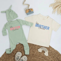Personalized Big Brother Little Sister Matching Shirts Soft Cotton Outfit Custom Names Modern Minimalist Design Baby Toddler Gift