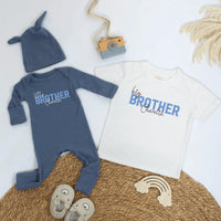 Personalized Big Brother Little Sister Matching Shirts Soft Cotton Outfit Custom Names Modern Minimalist Design Baby Toddler Gift