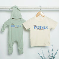 Personalized Big Brother Little Sister Matching Shirts Soft Cotton Outfit Custom Names Modern Minimalist Design Baby Toddler Gift