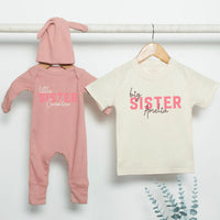 Personalized Big Brother Little Sister Matching Shirts Soft Cotton Outfit Custom Names Modern Minimalist Design Baby Toddler Gift