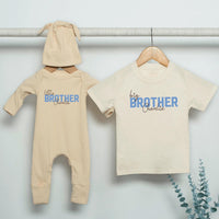 Personalized Big Brother Little Sister Matching Shirts Soft Cotton Outfit Custom Names Modern Minimalist Design Baby Toddler Gift