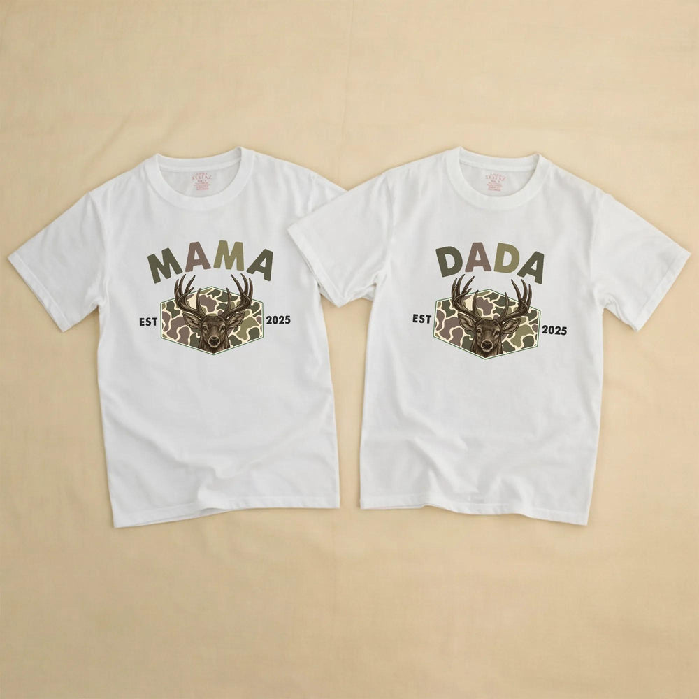 Personalized The Big One Deer Romper for Baby Boy First Birthday Outfit, Hunting Theme Camouflage Family Matching Shirts 2025 Celebration