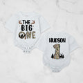 Personalized The Big One Hunting 1st Birthday Romper with Deer Antlers and Rifle Graphic, Toddler Boy Outfit Camouflage Design Gift