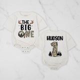 Personalized The Big One Hunting 1st Birthday Romper with Deer Antlers and Rifle Graphic, Toddler Boy Outfit Camouflage Design Gift
