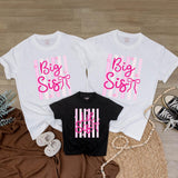 Personalized Big Sis Lil Sis Matching Shirts for Baby and Kids, Custom Sibling Outfit with Pink Bow Design, Soft Cotton Romper for Girls