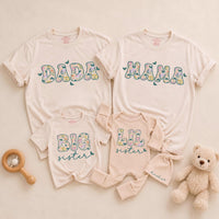 Personalized Big Sister Little Sister Matching Outfits with Floral Block Letters and Custom Names Whimsical Butterfly Design Shirts