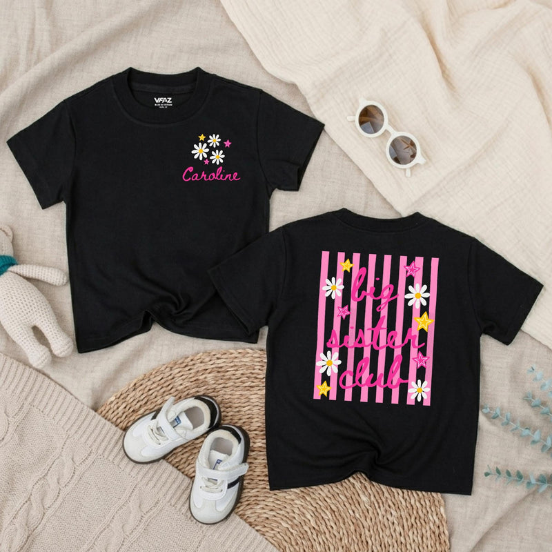 Personalized Big Sister Toddler Shirt with Daisy and Star Design, Custom Name Baby Romper, Fun Pregnancy Announcement or Baby Shower Gift