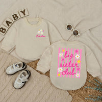 Personalized Big Sister Toddler Shirt with Daisy and Star Design, Custom Name Baby Romper, Fun Pregnancy Announcement or Baby Shower Gift
