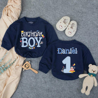 Personalized Birthday Boy Blue Checker Romper for First Birthday, Custom Toddler Outfit with Name, Cake and Balloon Design