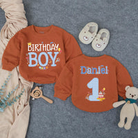 Personalized Birthday Boy Blue Checker Romper for First Birthday, Custom Toddler Outfit with Name, Cake and Balloon Design