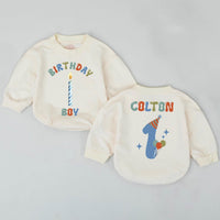 Personalized Birthday Boy Bubble Romper with Custom Name and Number 1 Retro Toddler Outfit Soft Cotton Baby First Birthday Gift