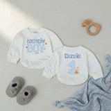 Personalized Birthday Boy Romper with Name and Age Blue Gingham First Birthday Outfit Baby Party Clothes Cake Smash 1st Birthday Gift
