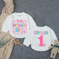 Personalized Birthday Girl Bubble Romper with Name and Age First Birthday Outfit for Baby Girl Playful Pink Design Milestone Party Clothes