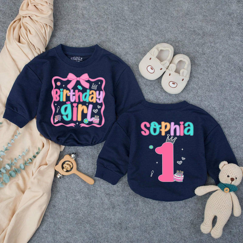 Personalized Birthday Girl Bubble Romper with Name and Age First Birthday Outfit for Baby Girl Playful Pink Design Milestone Party Clothes