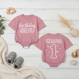 Personalized Birthday Girl Bubble Romper with Name and Age, Soft Cotton 1st Birthday Outfit for Baby Girl, Playful Multi-Color Design
