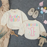 Personalized Birthday Girl Romper with Name and Age, Soft Cotton Baby Outfit for 1st Birthday Milestone, Custom Long Sleeve Infant Bodysuit