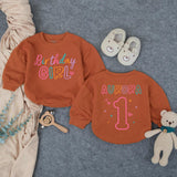 Personalized Birthday Girl Romper with Name and Age, Soft Cotton Baby Outfit for 1st Birthday Milestone, Custom Long Sleeve Infant Bodysuit