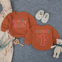 Personalized Birthday Girl Romper with Name and Age, Soft Cotton Baby Outfit for 1st Birthday Milestone, Custom Long Sleeve Infant Bodysuit