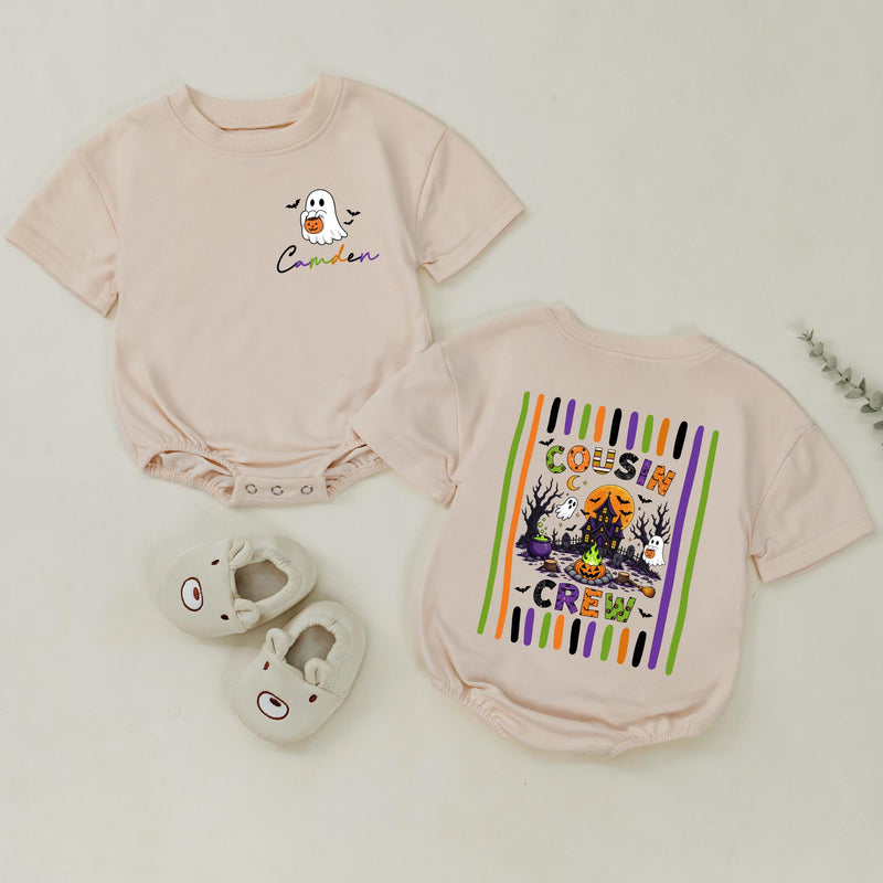 Personalized Boho Ghost Cousin Crew Halloween Shirts for Babies, Kids, and Adults - Matching Family Outfits in Soft Cotton for Fall