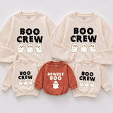 Personalized Boo Crew Halloween Sweatshirts for Matching Family, Custom Ghost Print Crewneck for Baby, Toddler, Kids, and Adults, Fall Apparel