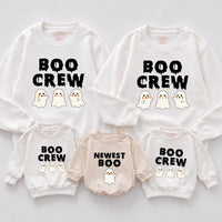 Personalized Boo Crew Halloween Sweatshirts for Matching Family, Custom Ghost Print Crewneck for Baby, Toddler, Kids, and Adults, Fall Apparel