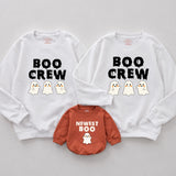 Personalized Boo Crew Halloween Sweatshirts for Matching Family, Custom Ghost Print Crewneck for Baby, Toddler, Kids, and Adults, Fall Apparel