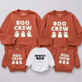 Personalized Boo Crew Halloween Sweatshirts for Matching Family, Custom Ghost Print Crewneck for Baby, Toddler, Kids, and Adults, Fall Apparel