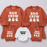 Personalized Boo Crew Halloween Sweatshirts for Matching Family, Custom Ghost Print Crewneck for Baby, Toddler, Kids, and Adults, Fall Apparel