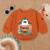 Personalized Boo Halloween Baby Romper with Cartoon Ghost My First Halloween Outfit Pumpkin Bodysuit Gift for Baby Boy Costume