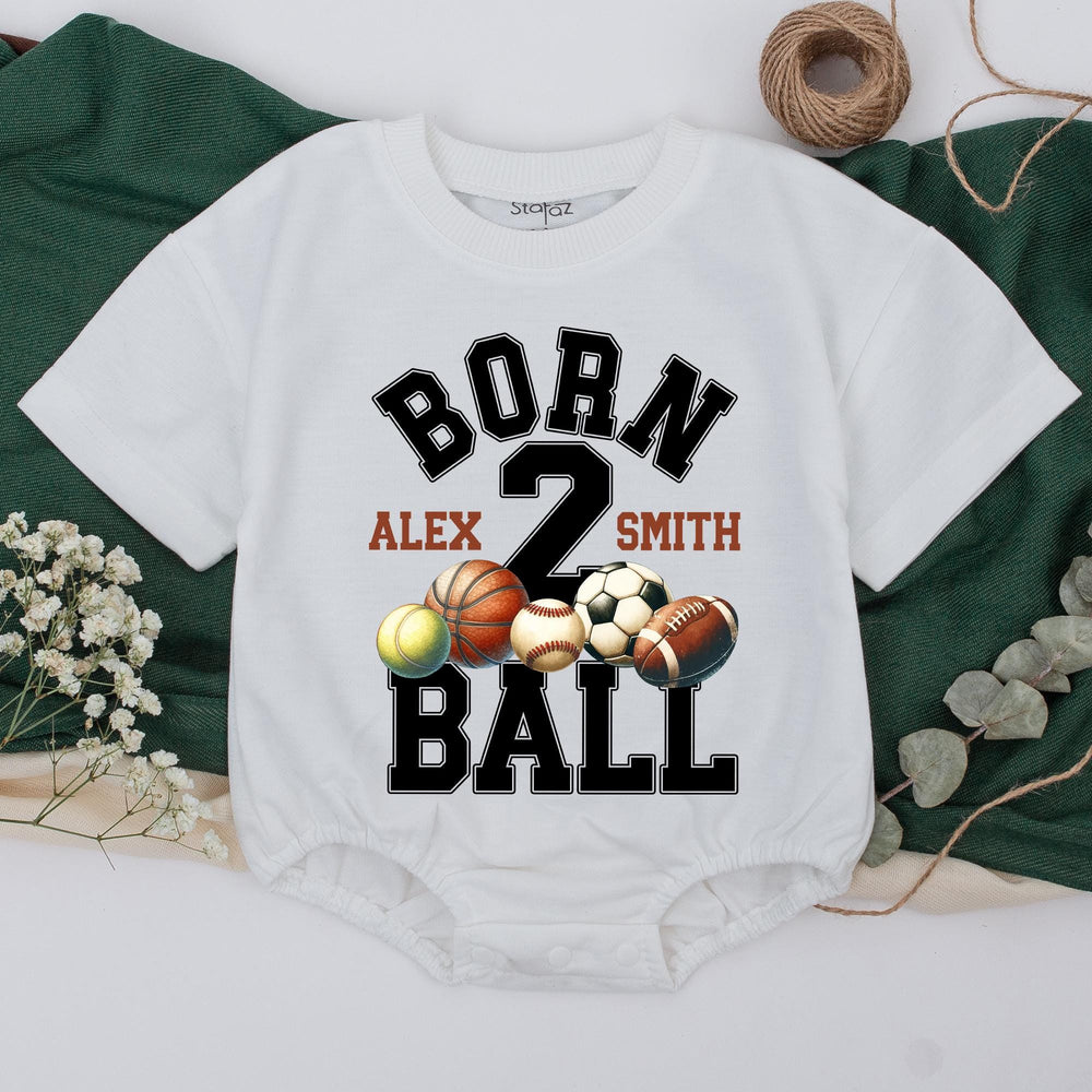 Personalized Born 2 Ball Birthday Family Shirts for 2nd Birthday, Custom Matching Outfit with Sports Design for Daddy, Mommy, Brother, Sister