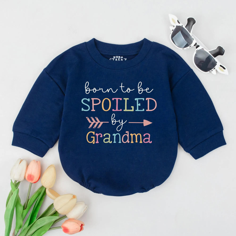 Personalized Born to Be Spoiled by Grandma Baby Romper Cute Pastel Design Newborn Outfit Custom Baby Shower Gift Soft Cotton Clothing