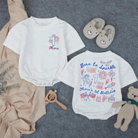 Personalized Born to Sparkle 1st Birthday Outfit for Baby Girl, Red White Blue Romper with Fireworks Design, Olivia's First Birthday Shirt