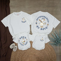 Personalized Boy Mom Shirt with Goose Design Outnumbered by Boys Matching Mom and Son Outfits Nostalgic Vintage Style Cotton Gift