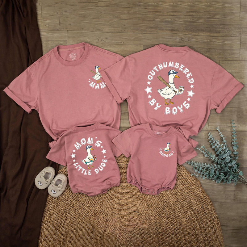 Personalized Boy Mom Shirt with Goose Design Outnumbered by Boys Matching Mom and Son Outfits Nostalgic Vintage Style Cotton Gift