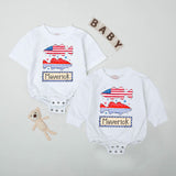 Personalized Boys 4th of July Baby Romper with Patriotic Fish Design, Custom Name Infant Outfit, Soft Cotton Toddler Holiday Gift