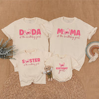 Personalized Butterfly Birthday Matching Family Shirts Sweet Pink Girl Outfit Custom Names Soft Cotton Party Clothes for Mom Dad Sister