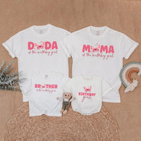 Personalized Butterfly Birthday Matching Family Shirts Sweet Pink Girl Outfit Custom Names Soft Cotton Party Clothes for Mom Dad Sister
