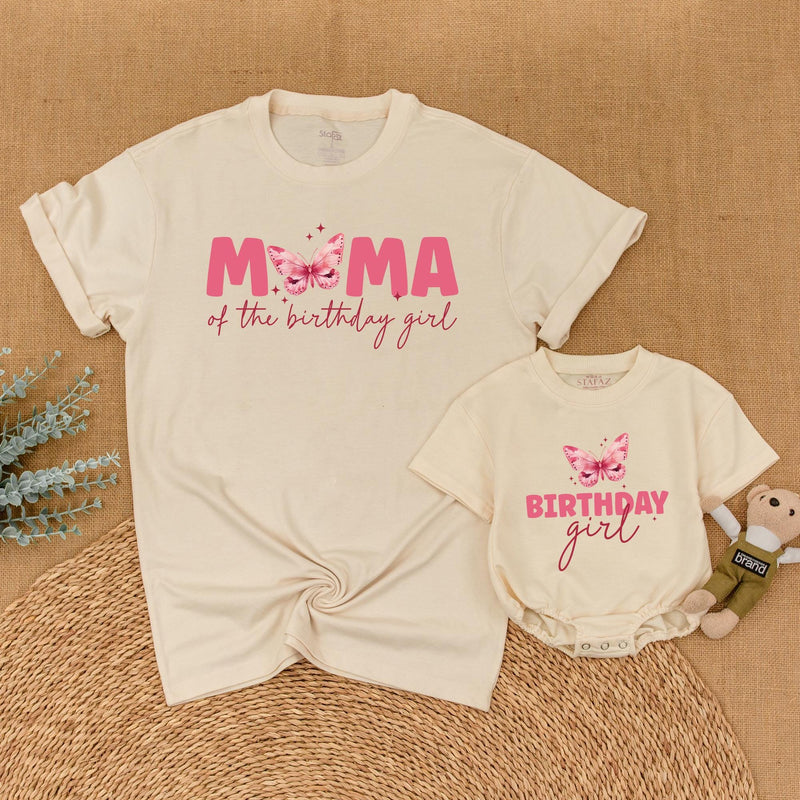 Personalized Butterfly Birthday Matching Family Shirts Sweet Pink Girl Outfit Custom Names Soft Cotton Party Clothes for Mom Dad Sister