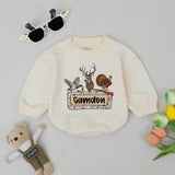 Personalized Camo Baby Romper with Deer Duck Turkey Design Hunting Outfit for Boys Soft Cotton Custom Name Outdoorsy Baby Gift