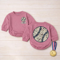 Personalized Camo Baseball Baby Romper with Nameplate, Soft Cotton Outfit for Little Fans, Sporty Game Day Apparel for Boys or Girls