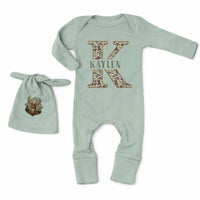Personalized Camouflage Baby Outfit with Deer Hat Custom Name Newborn Hunting Set Rustic Woodland Infant Gift for Baby Shower or Holidays