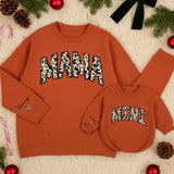 Personalized Camouflage Mama and Mini Matching Sweatshirts with Custom Names Varsity Font Baby Girl Romper Gifts for Mom and Daughter