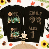 Personalized Camping First Birthday Shirt with Cute Bear and Tent Design for Baby Boy Family Matching Outfit Rustic Happy Camper Tee