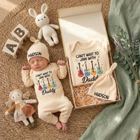 Personalized Can’t Wait to Jam with Daddy Baby Bodysuit with Colorful Guitars, Music Lover Gift, Cute Newborn Outfit for Boys or Girls