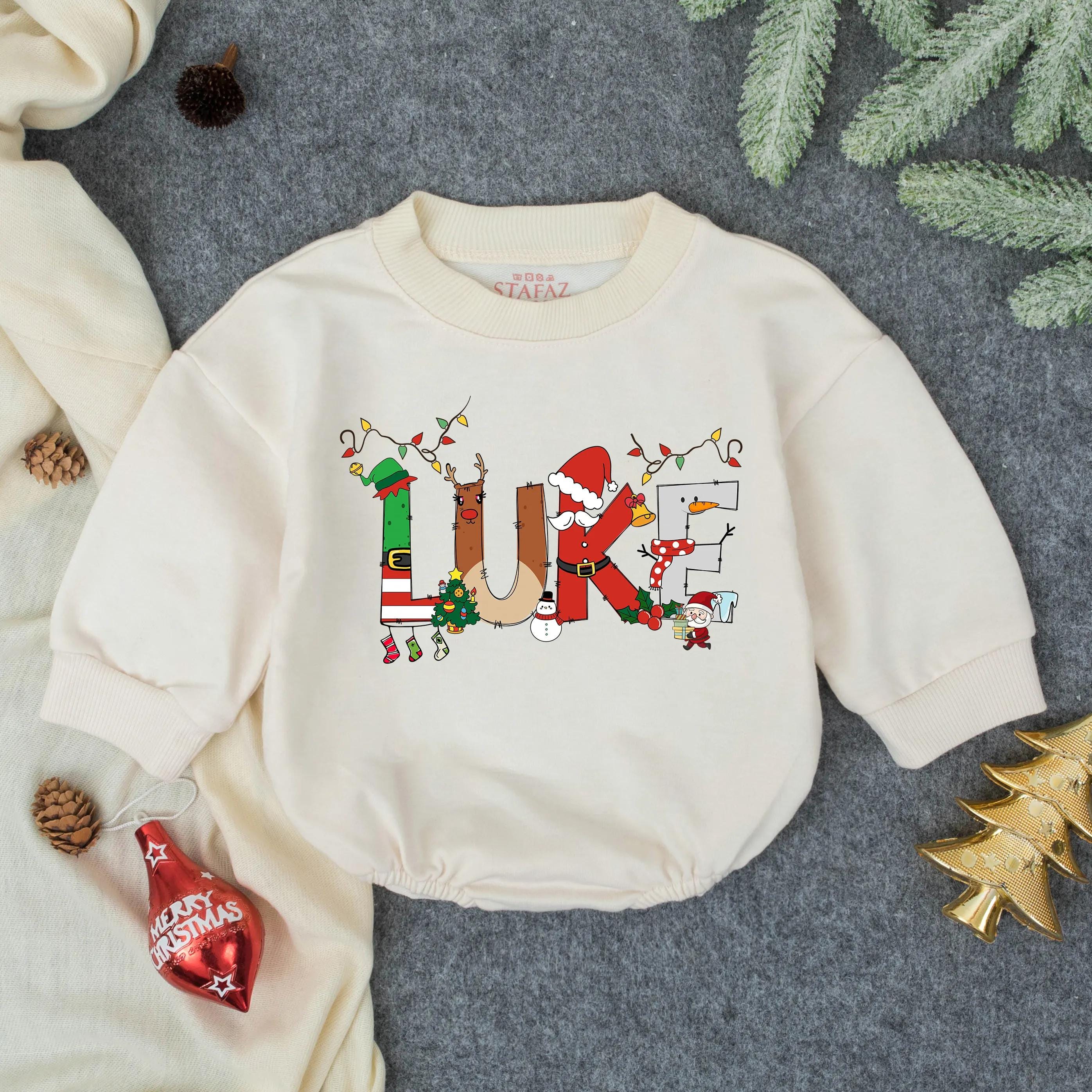 Personalized Christmas Baby Romper with Festive Luke Design Soft Cotton Infant Holiday Outfit Gift for Boy or Girl Winter Celebration