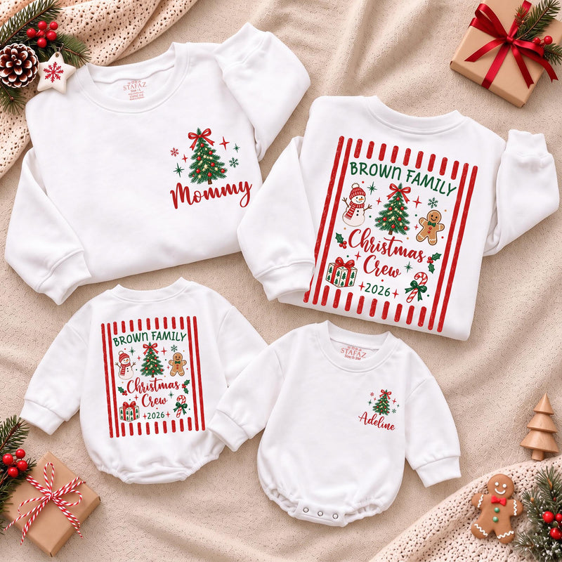 Personalized Christmas Crew Family Sweatshirt 2026, Custom Family Name Christmas Shirt, Mommy Baby Matching Holiday Outfit, Baby Romper