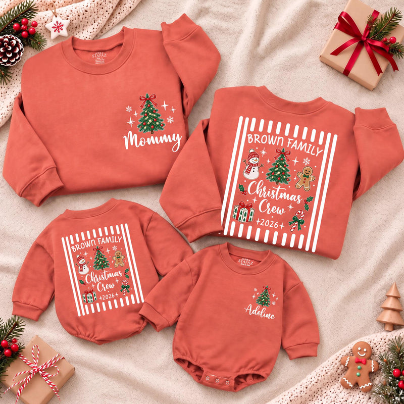 Personalized Christmas Crew Family Sweatshirt 2026, Custom Family Name Christmas Shirt, Mommy Baby Matching Holiday Outfit, Baby Romper