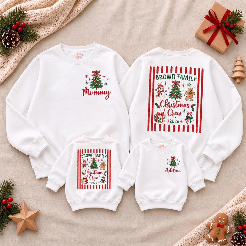Personalized Christmas Crew Family Sweatshirt 2026, Custom Family Name Christmas Shirt, Mommy Baby Matching Holiday Outfit, Baby Romper