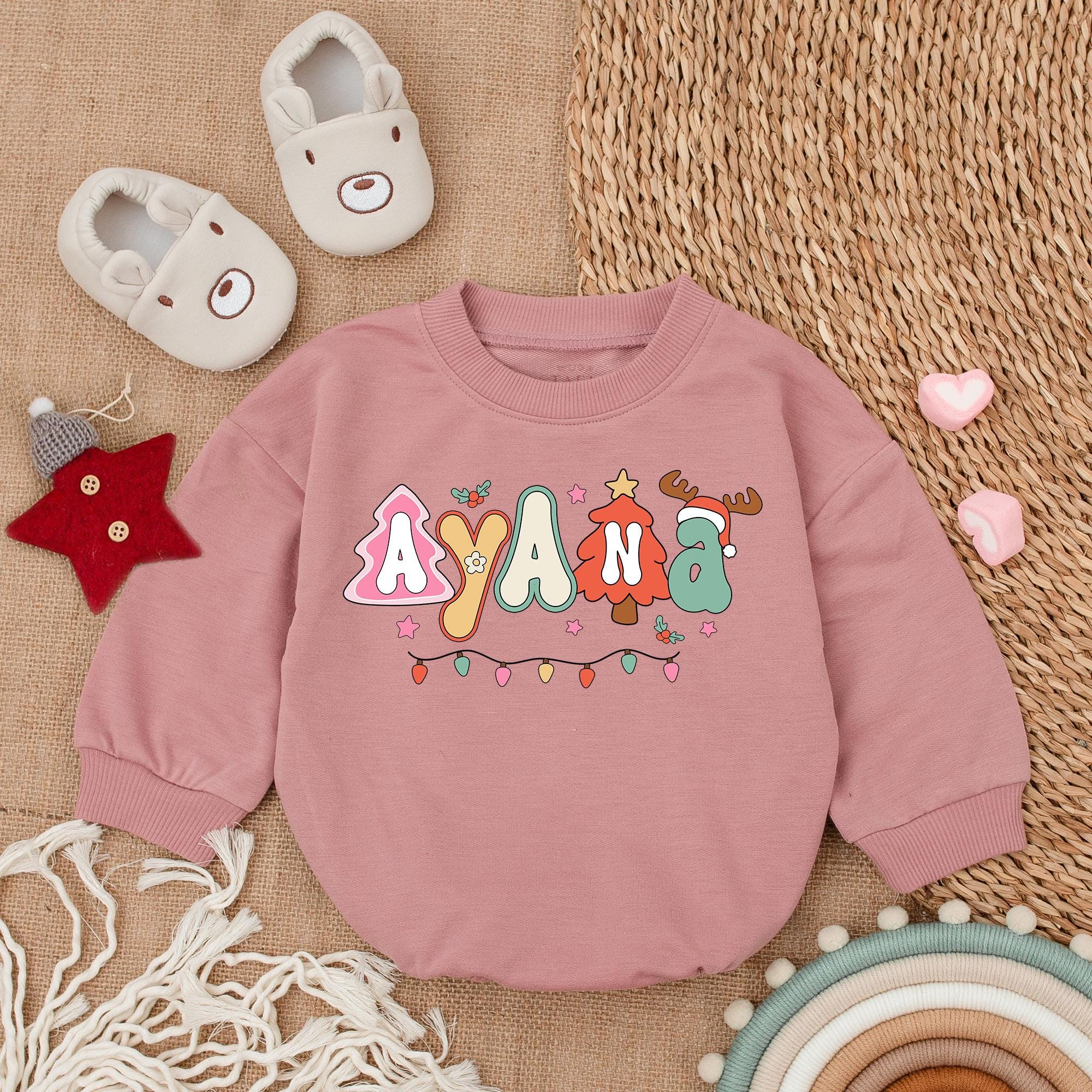 Personalized Colson Christmas Baby Romper Colorful Holiday Outfit Festive Newborn Bodysuit Custom Name Infant Cotton Comfortable